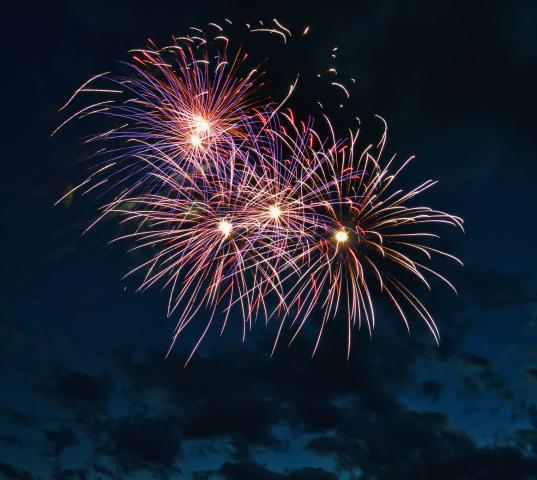Fireworks erupt over Lake Ripley, lighting up the night sky during the annual Watercade celebration.