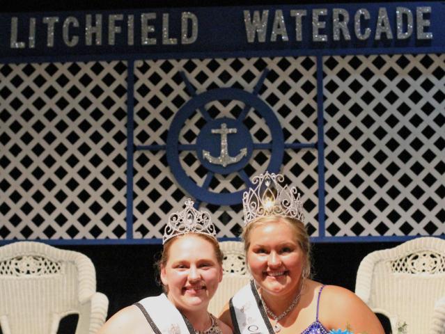 Laura Shoutz, left, was crowned Litchfield Watercade Princess, and Brianna Larson was crowned Miss Litchfield Sunday evening.