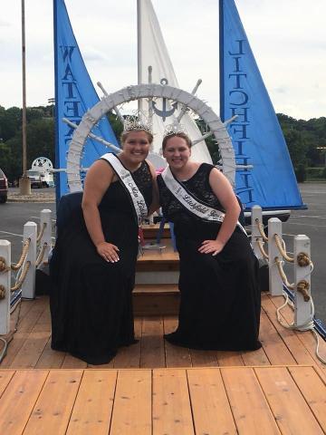 Miss Litchfield Brianna Larson and Princess Laura Shoutz pose for a photo during the 62nd Annual Watercade.
