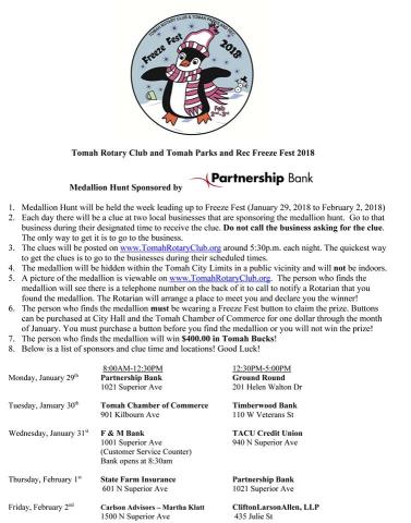 2018 Tomah Freeze Fest Rules