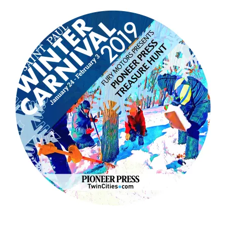 EMBARGOED UNTIL 2 P.M. SATURDAY, DEC. 1, 2018 -- The design for one of the four 2019 Saint Paul Winter Carnival buttons, the 133rd festival, which will be unveiled Saturday, Dec. 1, 2018. (Courtesy of the Saint Paul Festival and Heritage Foundation)