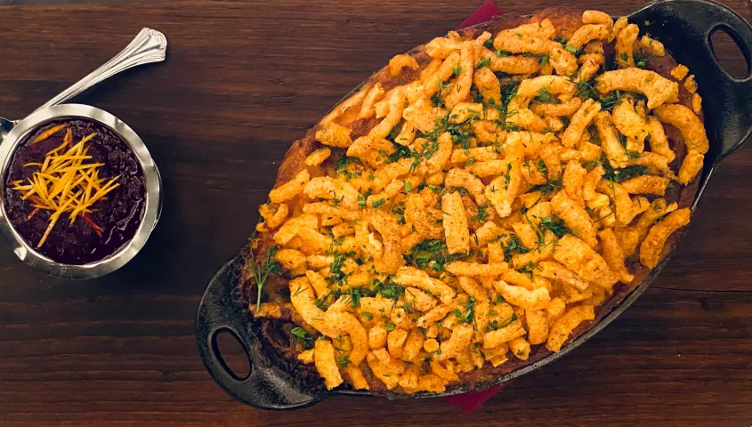 The Lexington’s Swedish meatballs shepherd’s pie style is crowned the People’s Choice winner in the 2020 Winter Carnival Fancy Hotdish Competition on Jan. 19, 2020. (Nancy Ngo / Pioneer Press)