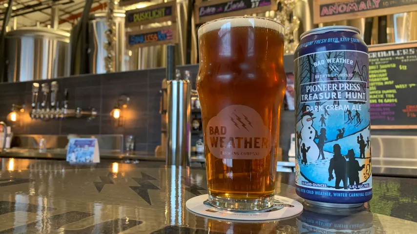 Pioneer Press Treasure Hunt Dark Cream Ale from Bad Weather Brewing Company, photographed Jan. 15, 2018. (Jess Fleming / Pioneer Press)
