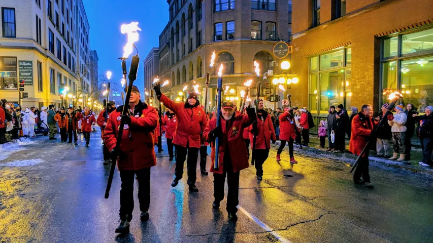 Vulcans, ready to overthrow King Boreas and winter, at the St. Paul Winter Carnival's Vulcan Victory Torchlight Parade on Saturday, Feb. 2, 2019. (Julio Ojeda-Zapata / Pioneer Press)