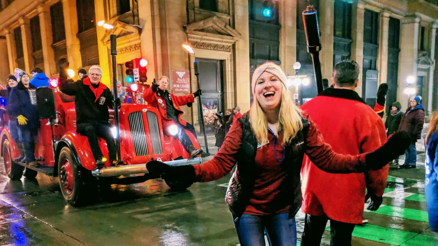 Vulcans pass by at the St. Paul Winter Carnival's Vulcan Victory Torchlight Parade on Saturday, Feb. 2, 2019. (Julio Ojeda-Zapata / Pioneer Press)