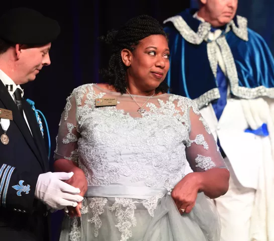 Megan Quiggle is the 2019 Prime Minister of the Saint Paul Winter Carnival. She was introduced during Royal Coronation events at Saint Paul RiverCentre, Jan. 25, 2019. Quiggle is a teacher who is also a mom of seven, three of them are formerly Haitian orphans. The Royal Coronation is a 130+ year old Winter Carnival tradition. (Scott Takushi / Pioneer Press)