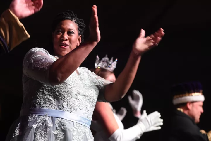 Megan Quiggle is introduced as the 2019 Prime Minister of the Saint Paul Winter Carnival during Royal Coronation events at Saint Paul RiverCentre, Jan.25, 2019. Quiggle is a teacher who is also a mom of seven, three of them are formerly Haitian orphans. The Royal Coronation is a 130+ year old Winter Carnival tradition. (Scott Takushi / Pioneer Press)