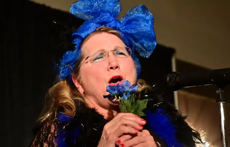 Susan Barry, from Inver Grove Heights sings in the second round of the Klondike Kate contest at the enVision hotel in South St. Paul on Wednesday, Jan., 8, 2020. (John Autey / Pioneer Press)