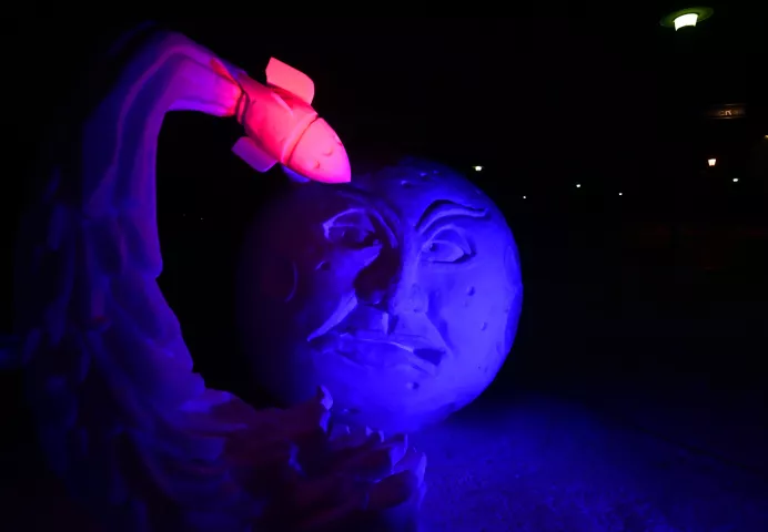 "Perspective" by the Royal &amp; Supreme Order of Snow and Sand Sculptures and Shovelers at the St. Paul Winter Carnival Drive-Thru Ice and Snow Sculpture Park on the Minnesota State Fairgrounds in Falcon Heights on Thursday, Jan. 28, 2021. (John Autey / Pioneer Press)