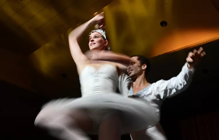 Members of the Minnesota Dance Theater dance to the Waltz of the Snowflakes from the Loyce Houlton’s Nutcracker Fantacy during the 2022 St. Paul Winter Carnival Royal Coronation at the St. Paul RiverCentre on Friday, January 28, 2022. (John Autey / Pioneer Press)