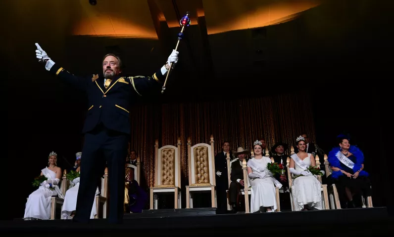 King Boreas LXXXIV, Billy Given is introduced during the 2022 St. Paul Winter Carnival Royal Coronation at the Saint Paul RiverCentre on Friday, January 28, 2022. (John Autey / Pioneer Press)