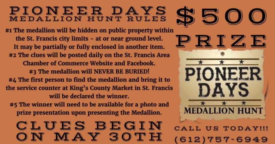 2022 St. Francis Pioneer Days Mrdallion Hunt