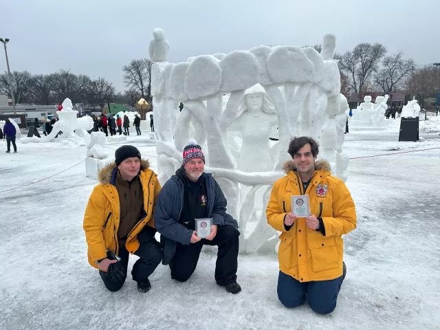 "Nature," a snow sculpture by Jonathan Baller, Curtis Cook and Joshua Baller, won second place in the 2023 Minnesota State Snow Sculpting Competition during Winter Carnival in St. Paul. (Courtesy of St. Paul Winter Carnival)