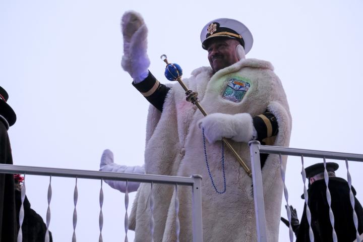 Community members dress as characters from the legend of Vulcanus Rex and parade through the streets of downtown St. Paul on Feb. 4, 2023. The torchlight parade symbolizes Vulcanus Rex’s march on the ice castle to take the throne from King Boreas, a legend made into tradition every year at St. Paul’s winter carnival. (Bryson Rossell / Pioneer Press)