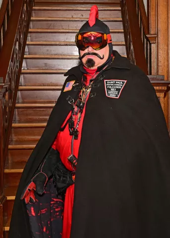 Ivan Weiss Jr., from Stillwater, is Vulcanus Rex LXXXV of the 2023 St. Paul Winter Carnival, photographed in St. Paul on Tuesday, Feb. 1, 2023. (John Autey / Pioneer Press)