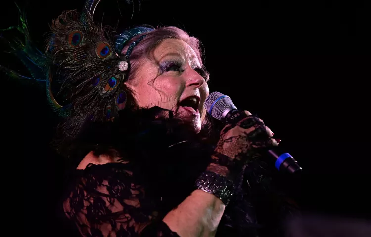 Maret Bylander from Stillwater, sings during the 2023 Klondike Kate contest at the DoubleTree by Hilton Saint Paul East on Wednesday, Jan. 11, 2023. (John Autey / Pioneer Press)