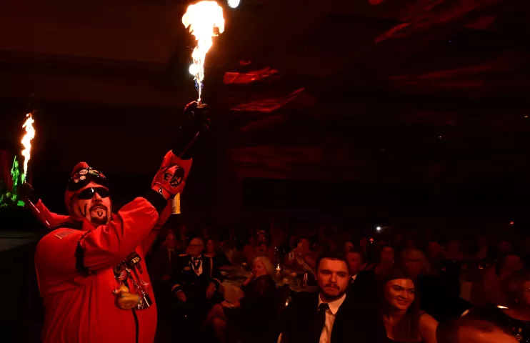 Vulcans light up the crowd at the end of the 2023 Winter Carnival Royal Coronation at St. Paul RiverCentre on Friday, Jan. 27, 2023. (John Autey / Pioneer Press)