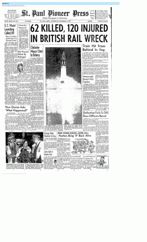 The Wednesday, Jan. 30, 1957 edition of the St. Paul Pioneer Press documents the coronation of Eva Wicker as Queen of the Snows for the 1957 St. Paul Winter Carnival. (Buzz Magnuson / Pioneer Press files)